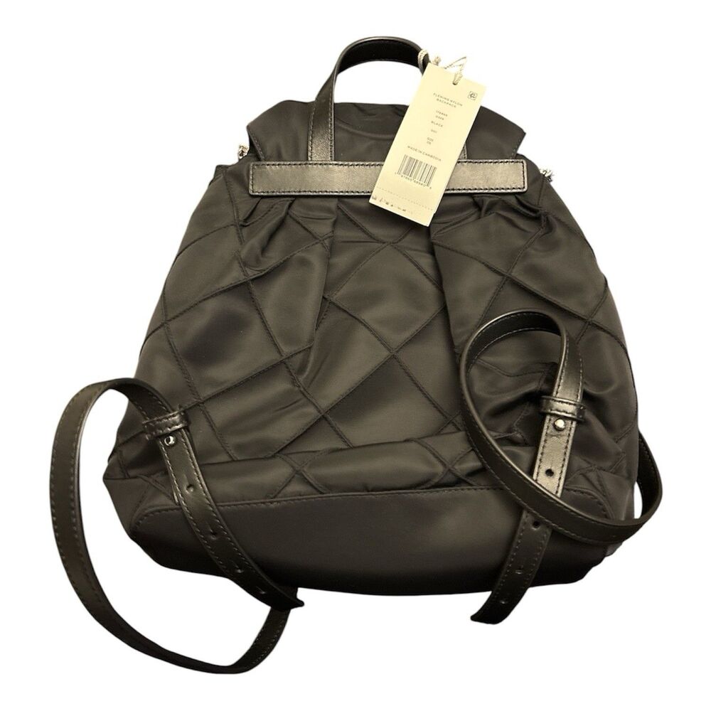 Tory Burch Black Fleming Nylon Backpack Quilted Drawstring Chain Bag New $500